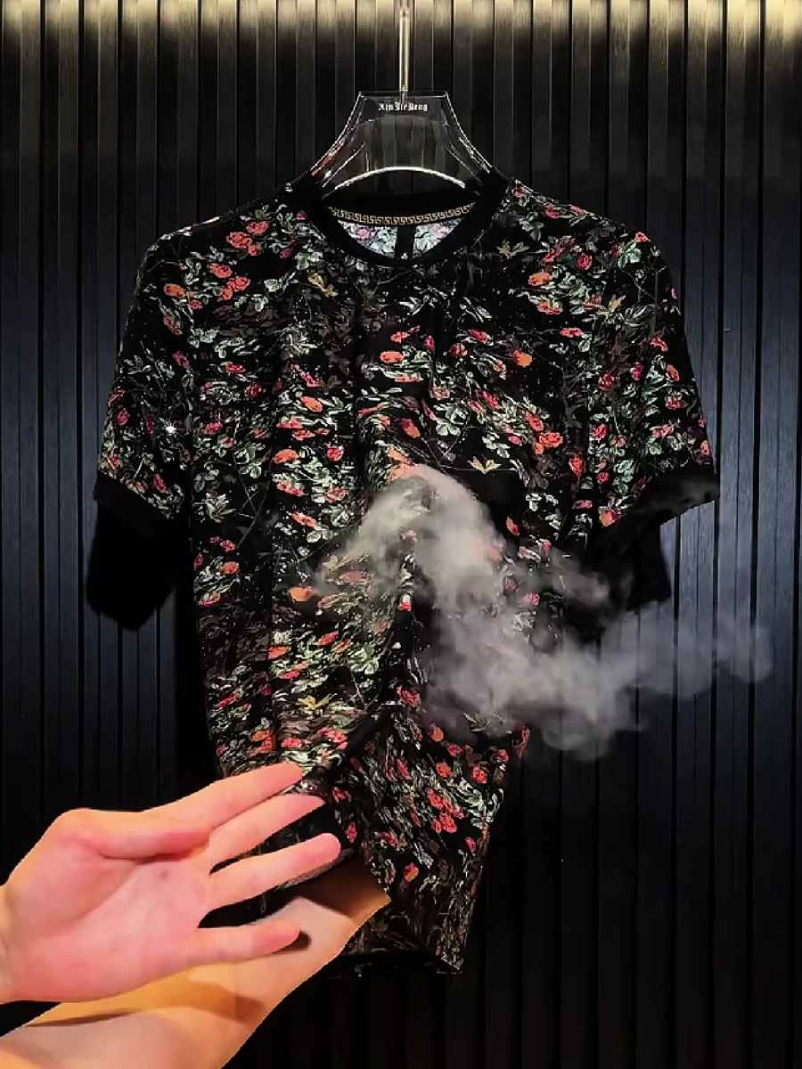 Men's Floral Print Casual Short Sleeve T-Shirt