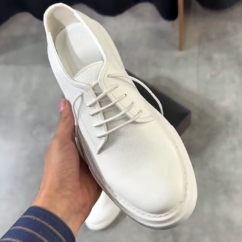 Men's Leather Lace-Up Casual Shoes with Platform Sole