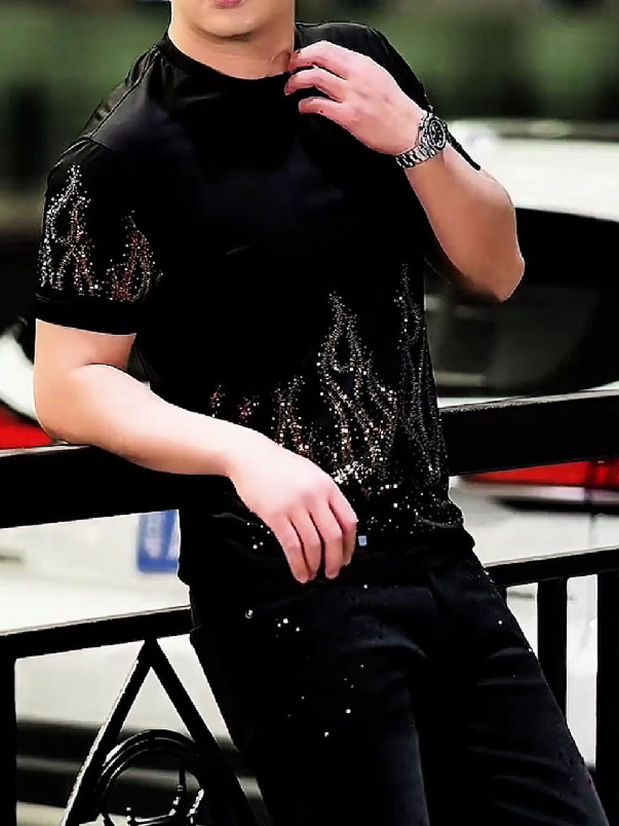 Men's Sparkly Flame Design Top