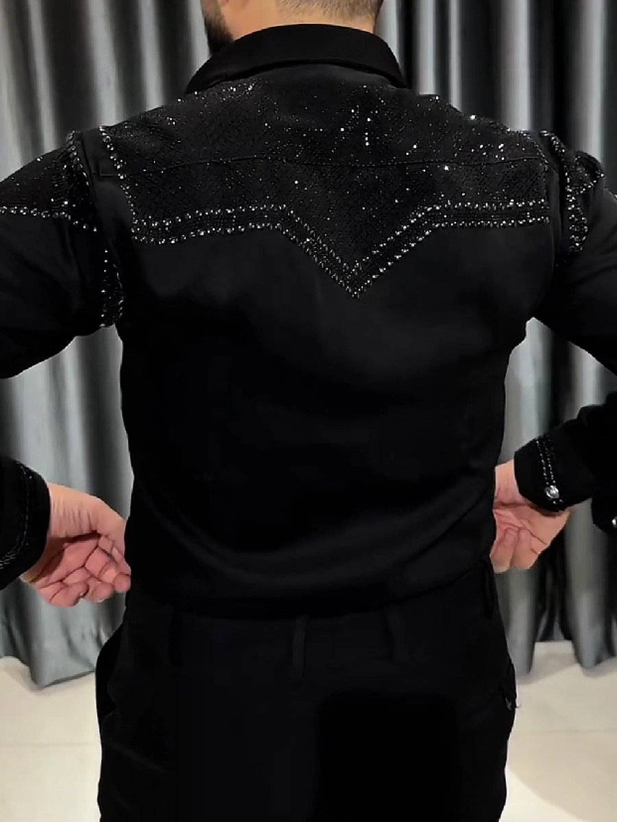 Rhinestone Trim Dress Shirt