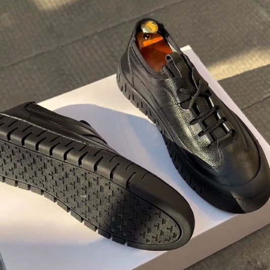 Black Leather Chunky Sneaker