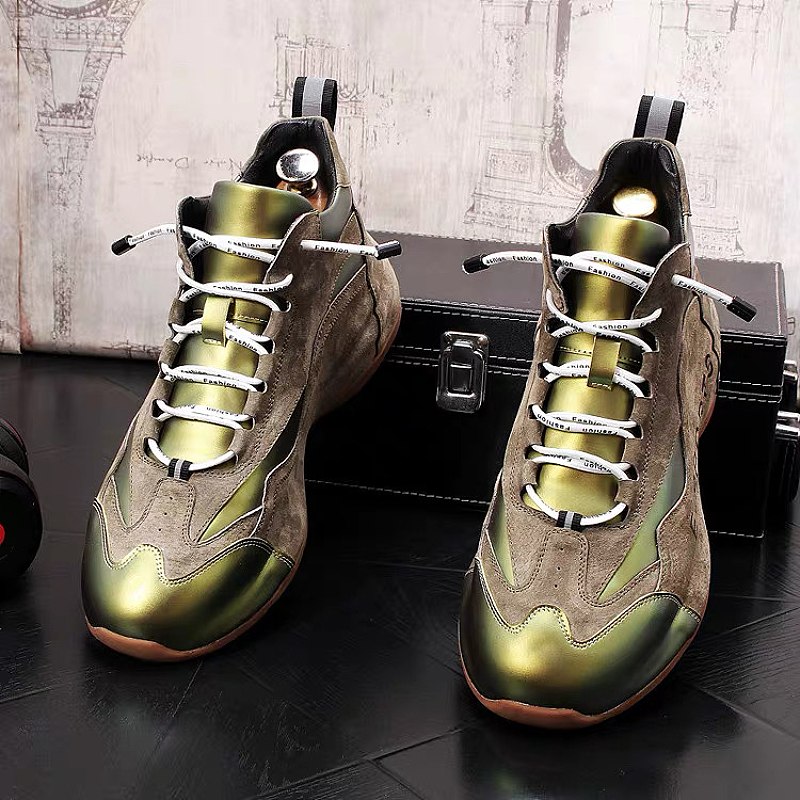 Men's Lace-Up Casual Sneakers with Reflective Panels