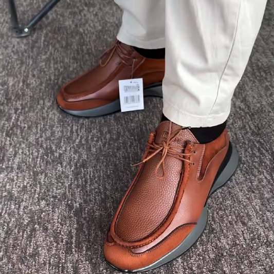 Men's Leather Lace-Up Casual Shoes with Chunky Sole