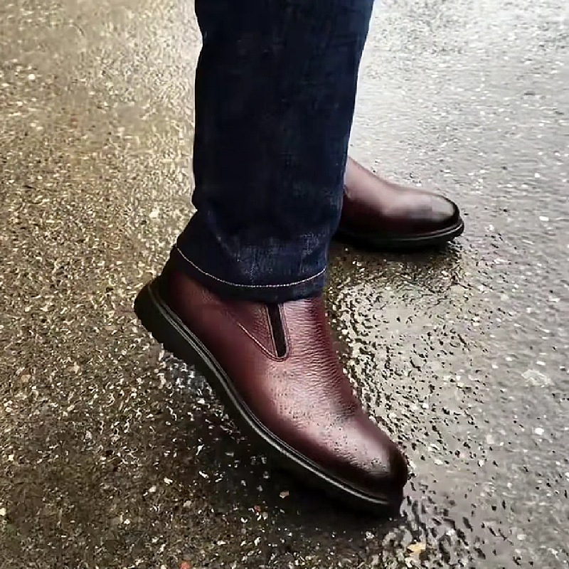 Brown Leather Zipper Boot