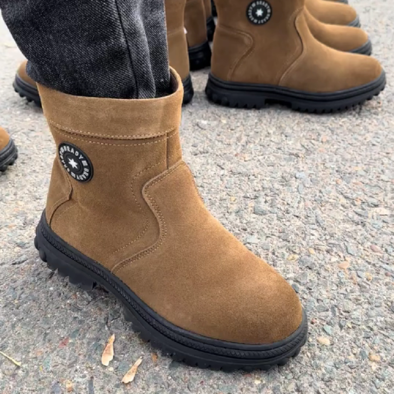 Suede Slip-On Hiking Boot with Rubber Sole