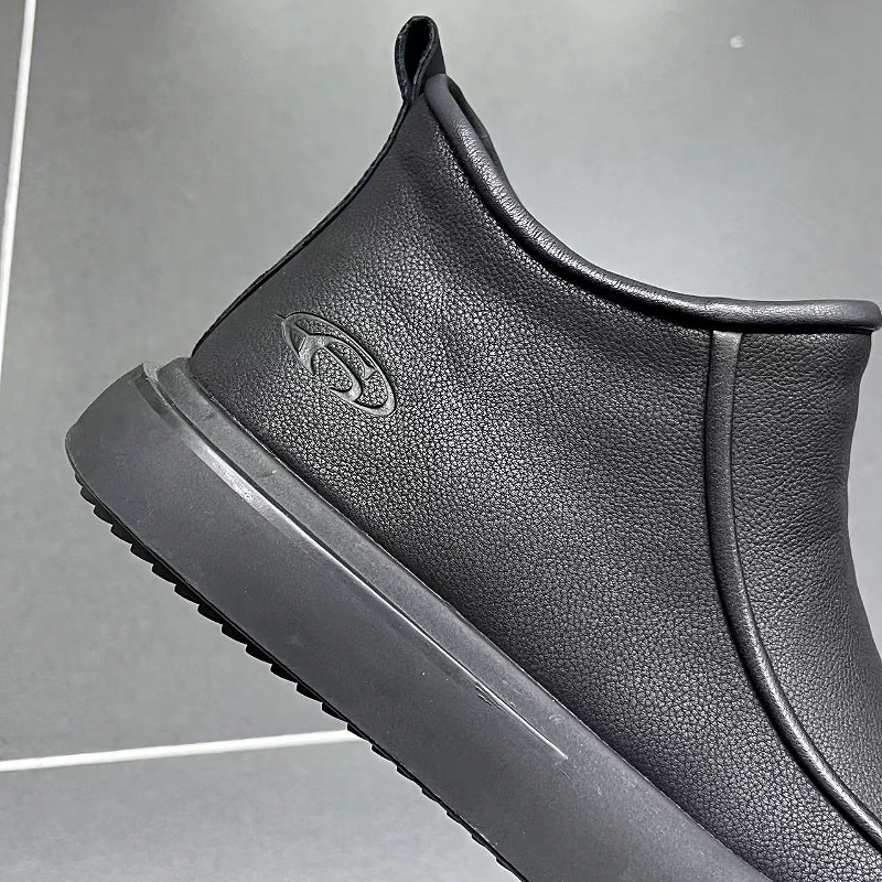 Black Leather Slip On Boot