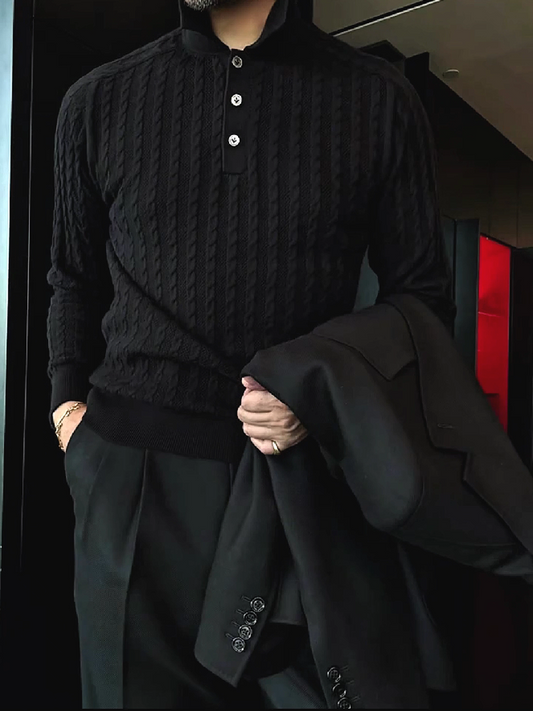 Cable Knit Polo Sweater