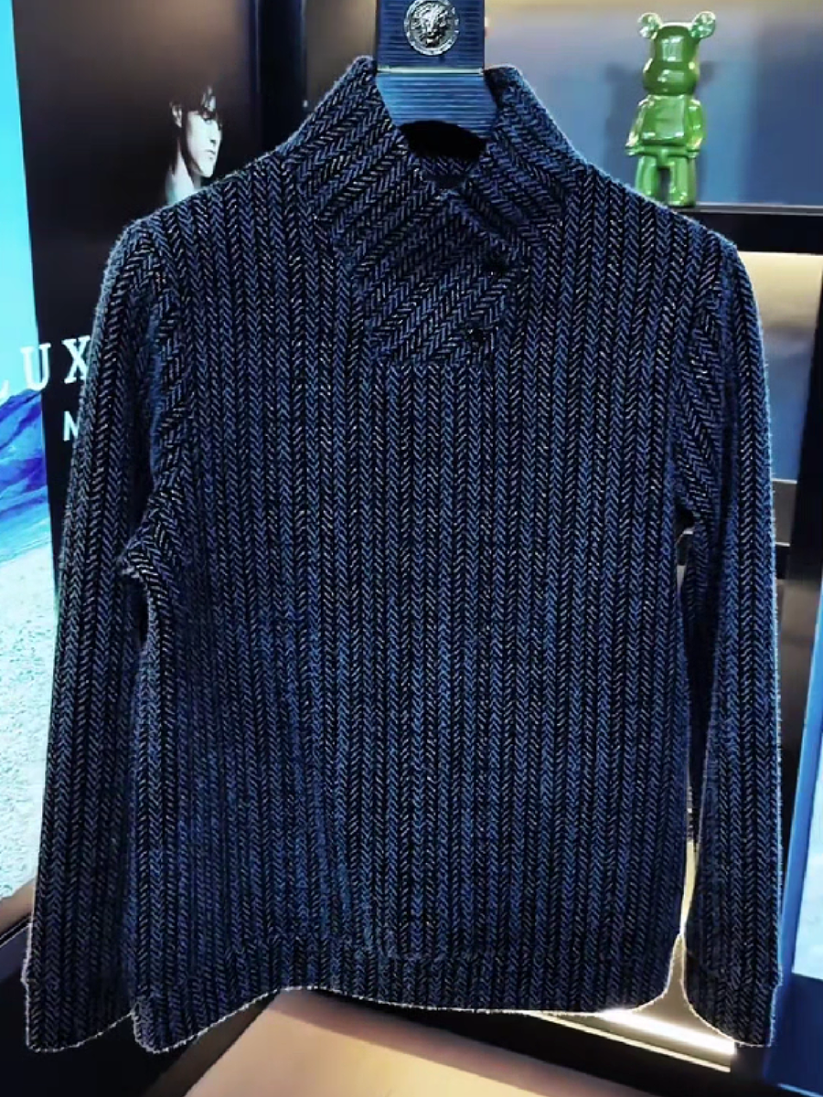 Navy Knit Shiny Sweater