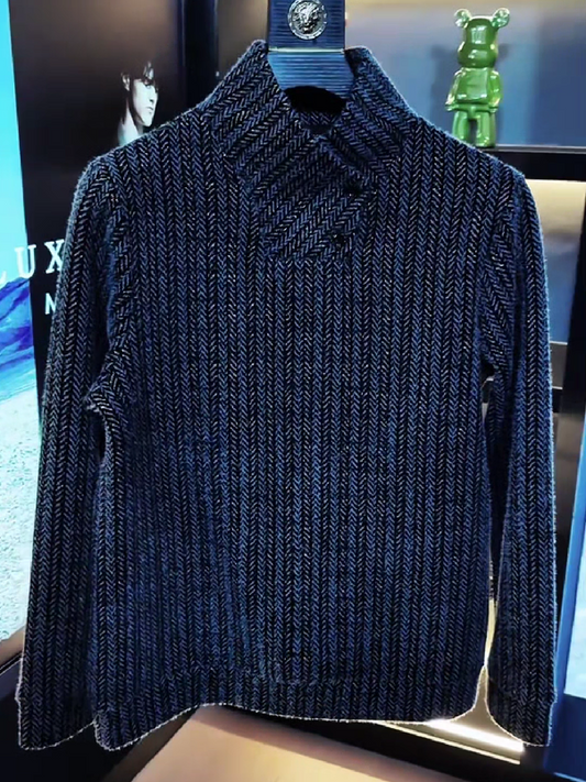 Navy Knit Shiny Sweater