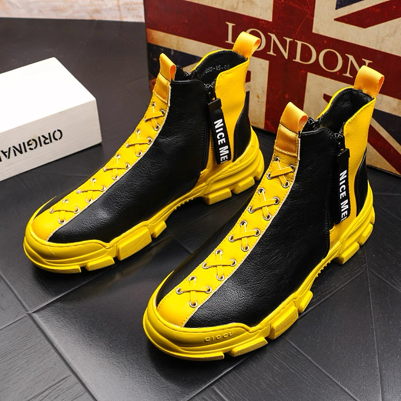 Men's Lace-Up Casual Boots with Zipper Detail