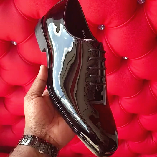 Men's Shiny Leather Lace-Up Formal Shoes