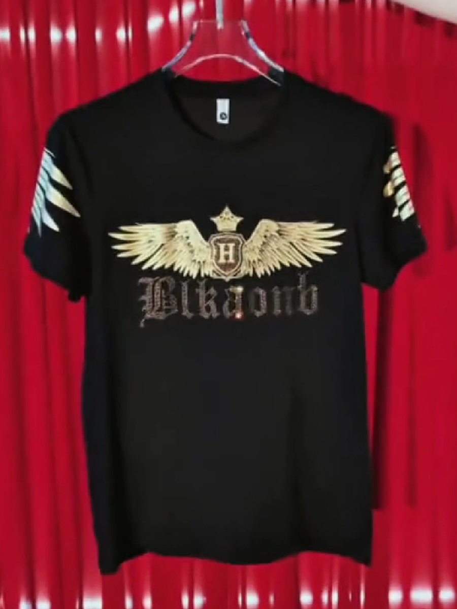 Men's Rhinestone Wing Crown Graphic T-Shirt