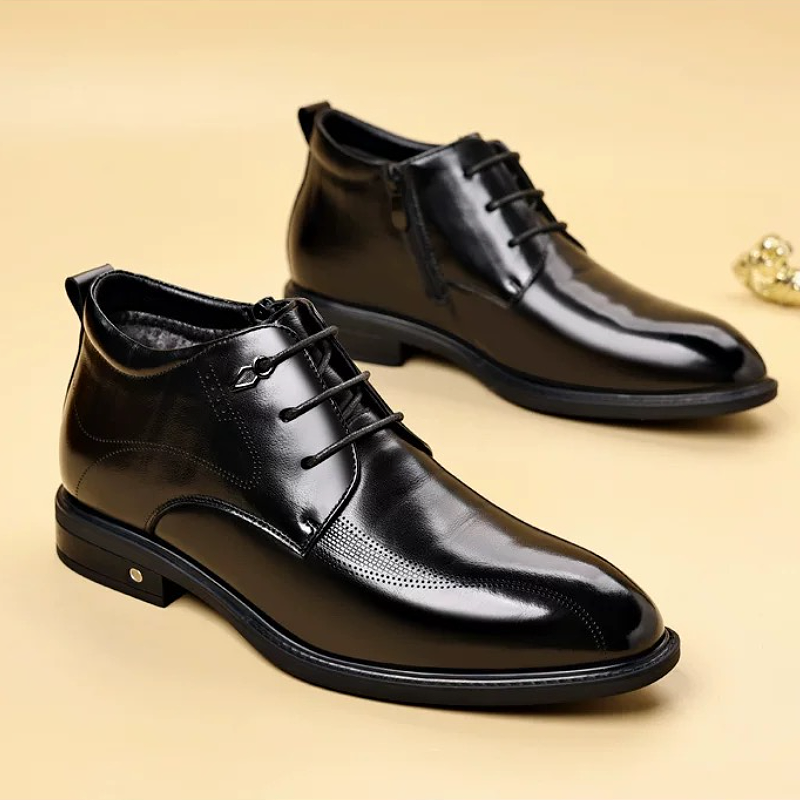 Black Lace Up Leather Boot