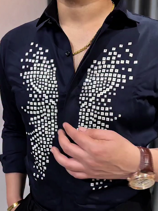 Rhinestone Pattern Dress Shirt