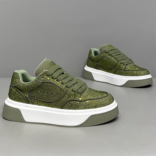 Men's Sparkling Lace-Up Casual Platform Sneakers