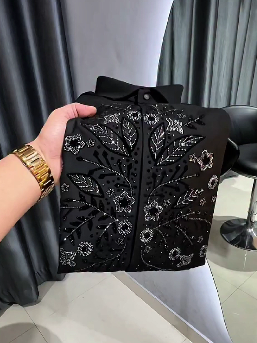 Floral Rhinestone Dress Shirt