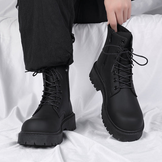 Leather Lace-Up Boots with Chunky Tread Sole