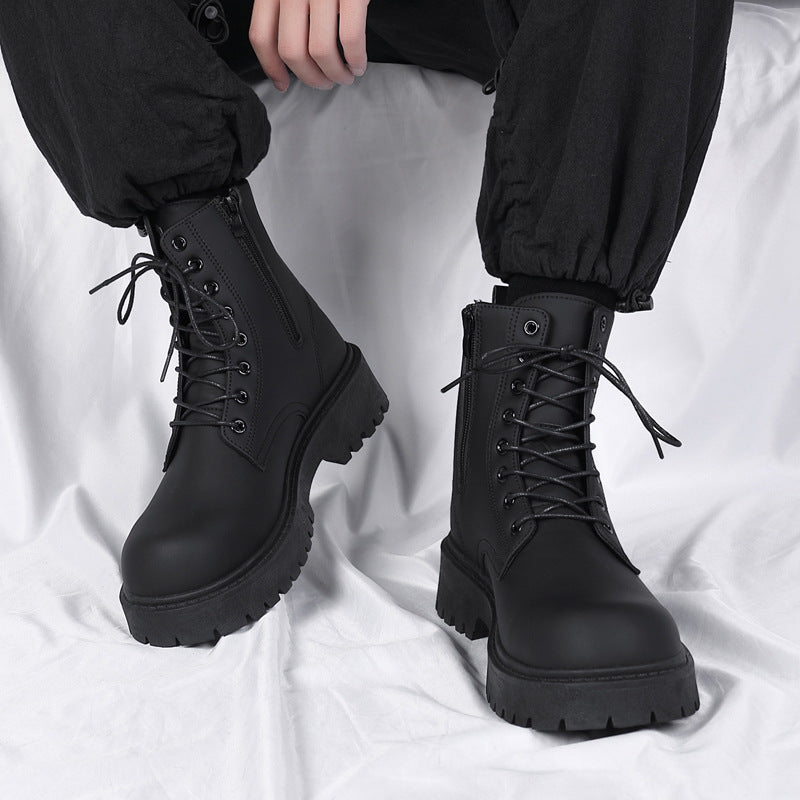 Leather Lace-Up Boots with Chunky Tread Sole