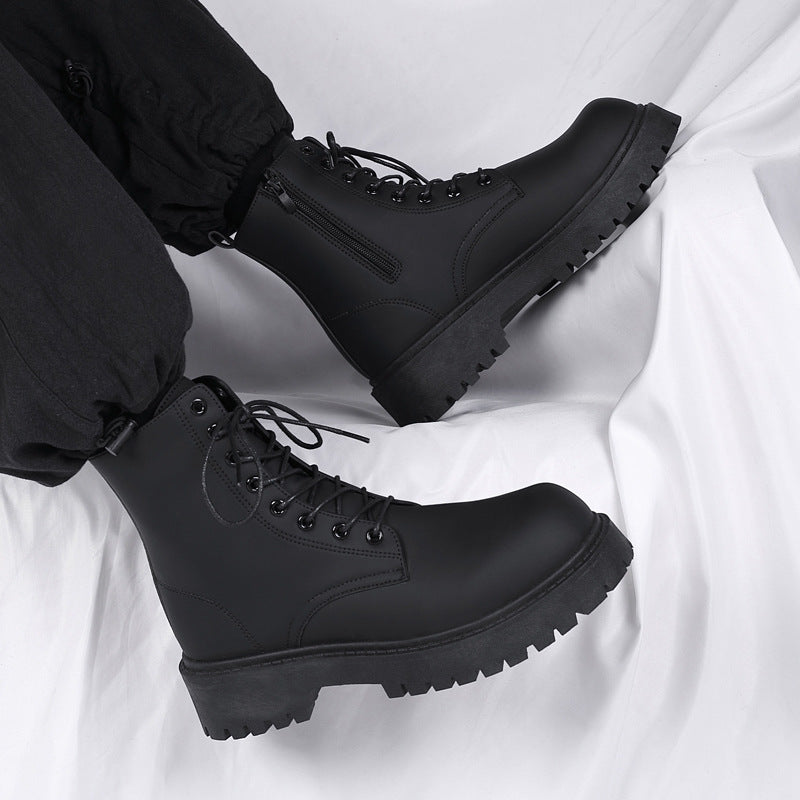 Leather Lace-Up Boots with Chunky Tread Sole