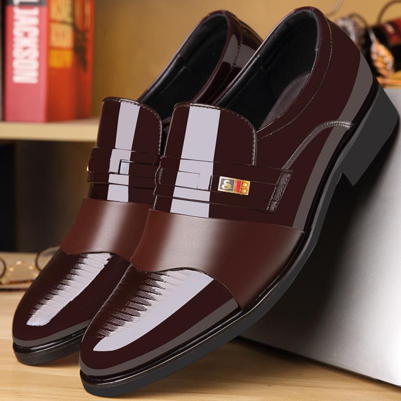Formal Leather Loafers with Striped Buckle Design