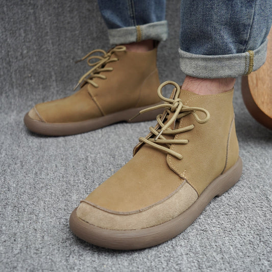 Suede Ankle Boots with Casual Lace-Up Design