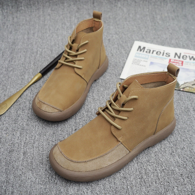 Suede Ankle Boots with Casual Lace-Up Design
