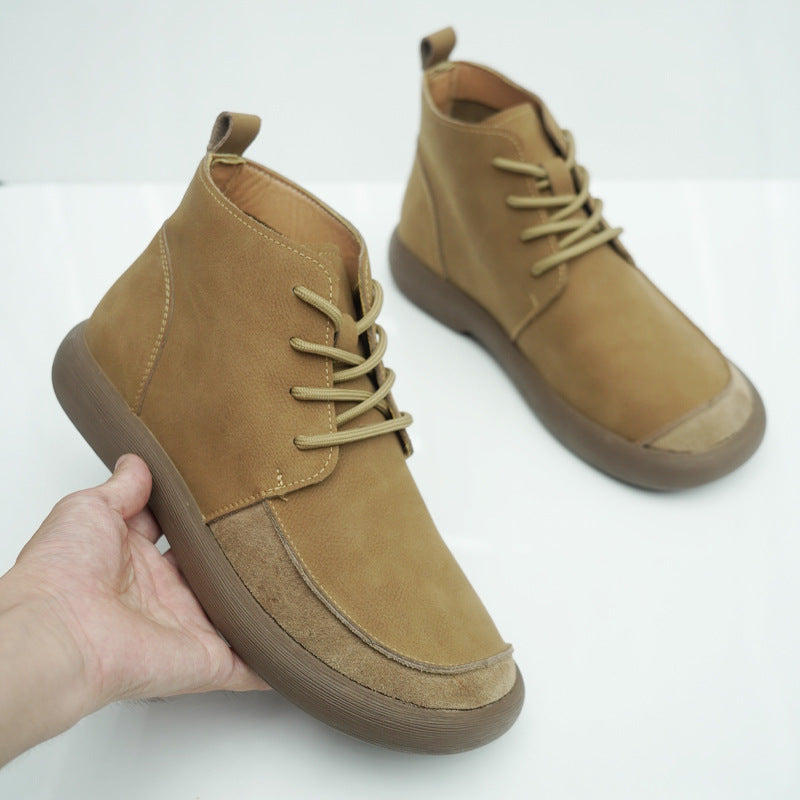 Suede Ankle Boots with Casual Lace-Up Design