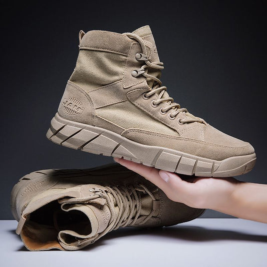 Suede High-Top Boots with Durable Tread Sole
