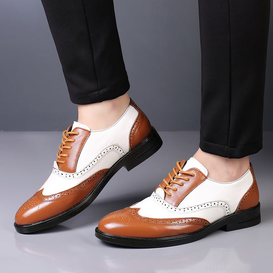 Leather Brogue Oxford Shoes with Lace-Up Closure