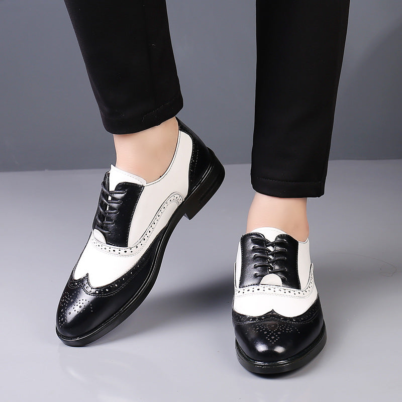 Leather Brogue Oxford Shoes with Lace-Up Closure