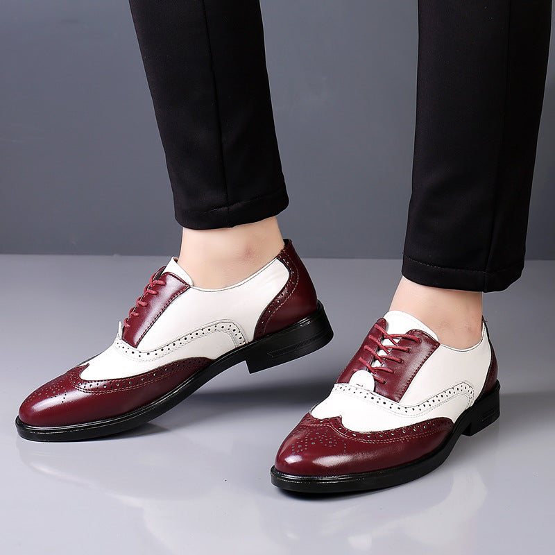 Leather Brogue Oxford Shoes with Lace-Up Closure