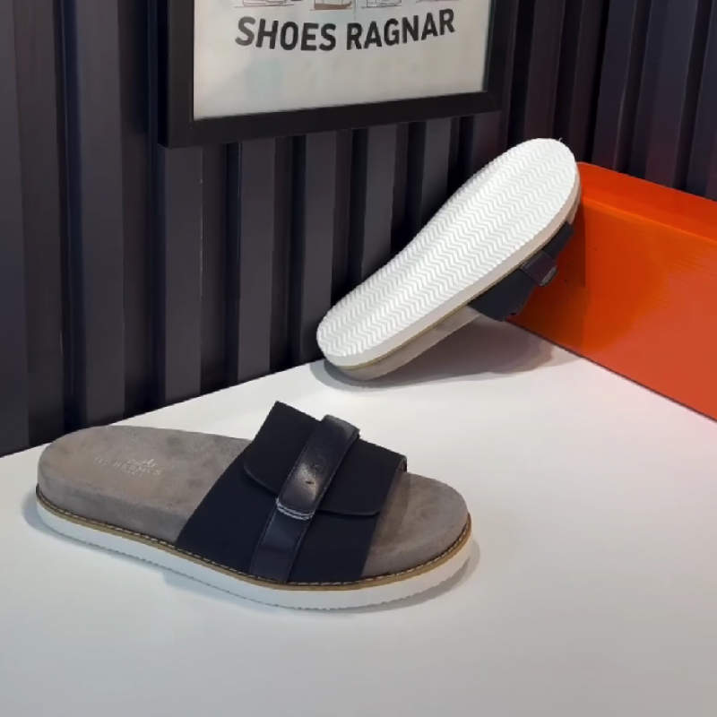 Men's Buckle-Strap Slip-On Slides