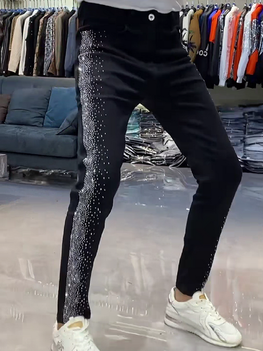 Rhinestone Side Skinny Jeans