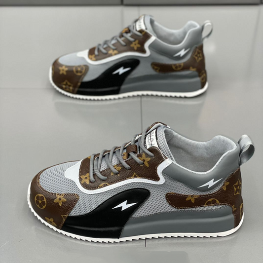 Men's Patterned Lace-Up Athletic Sneakers with Comfortable Sole