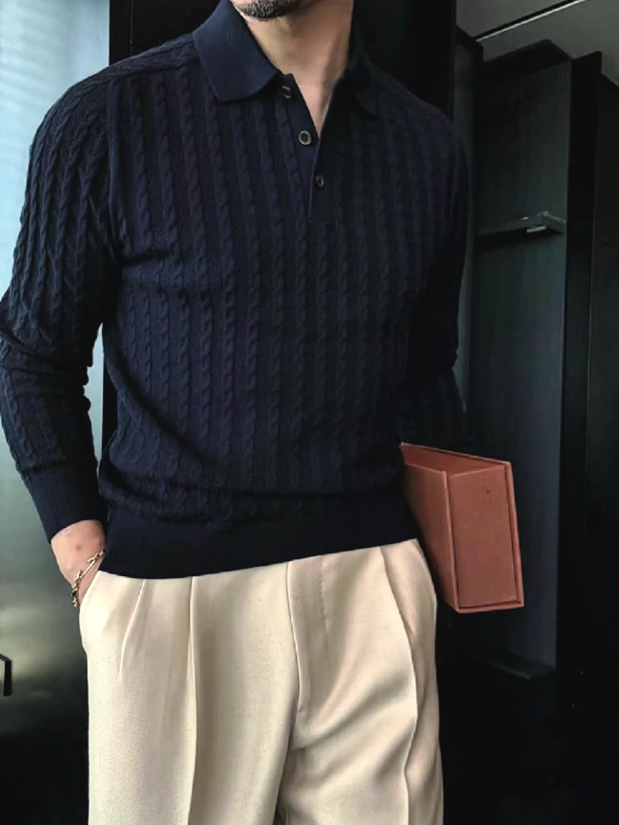 Cable Knit Polo Sweater
