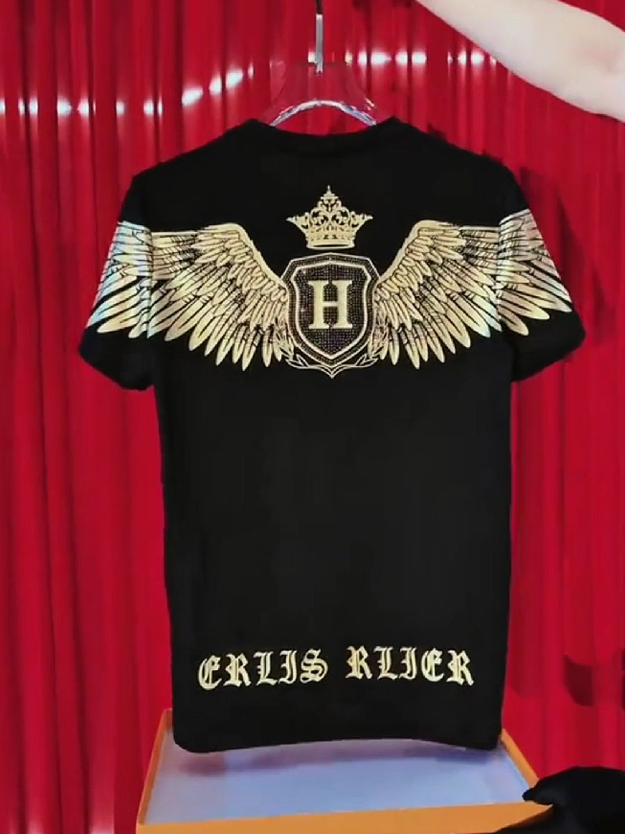 Men's Rhinestone Wing Crown Graphic T-Shirt