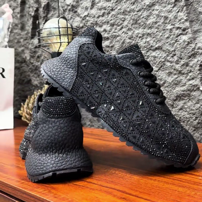 Men's Black Glitter Knit Sneaker Shoe