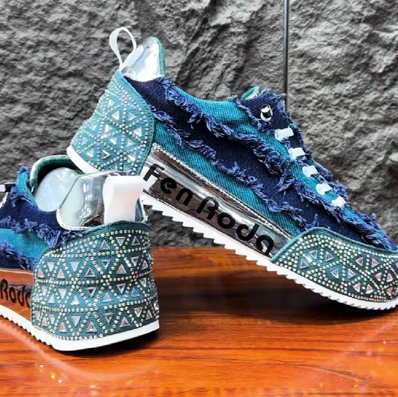 Men's Blue Tribal Print Sneaker Shoe
