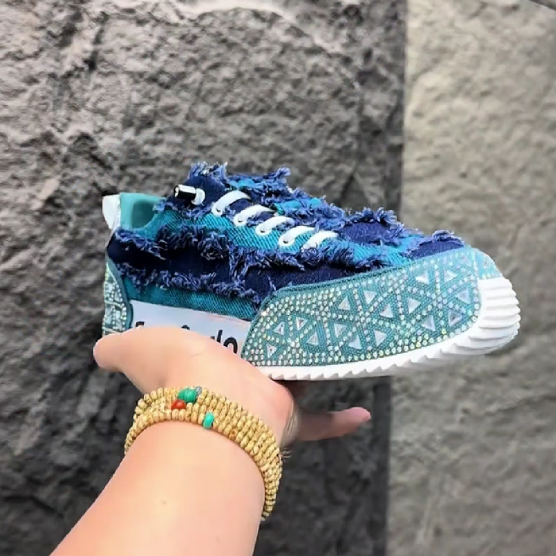 Men's Blue Tribal Print Sneaker Shoe