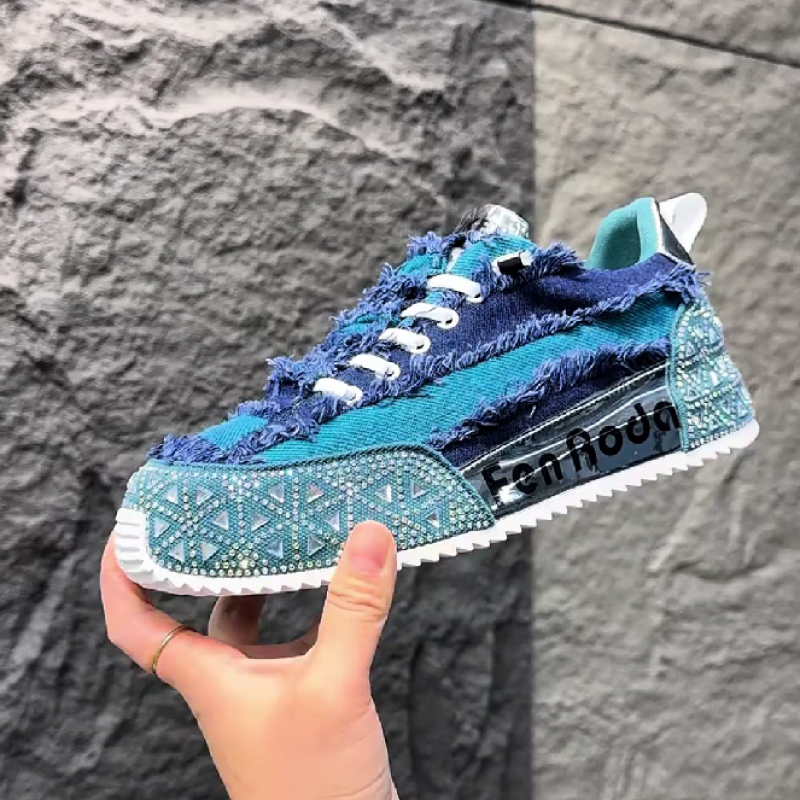 Men's Blue Tribal Print Sneaker Shoe