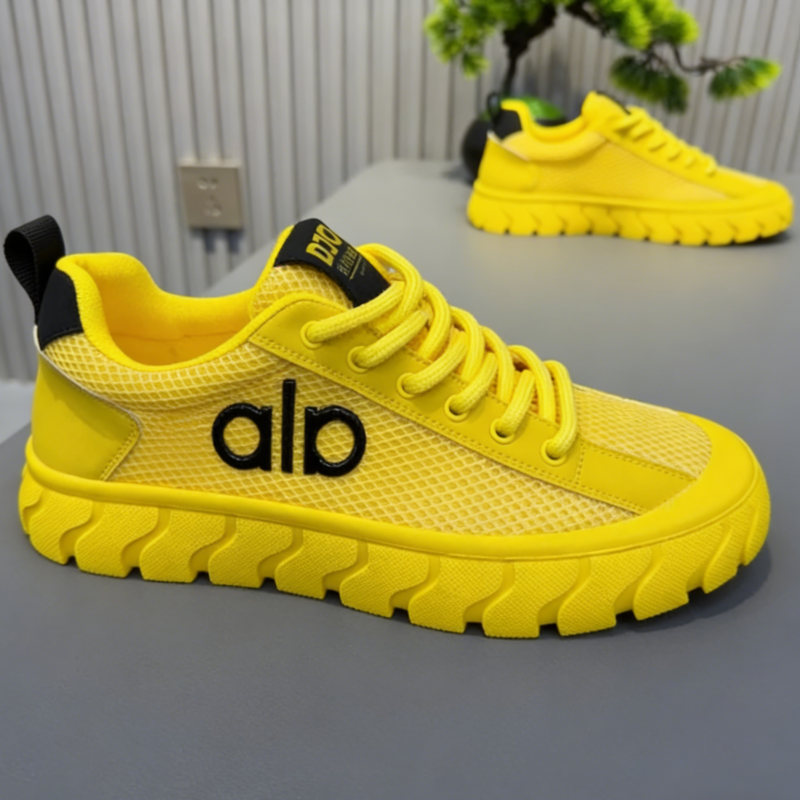 Men's Yellow Mesh Casual Sneaker Shoe