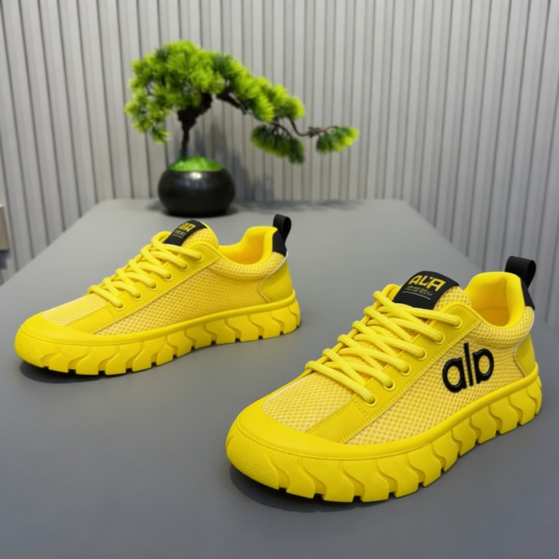 Men's Yellow Mesh Casual Sneaker Shoe