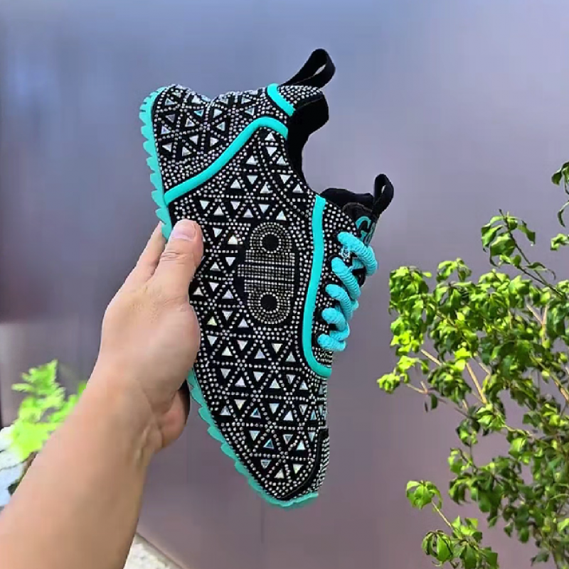 Men's Geometric Print Knit Sneakers