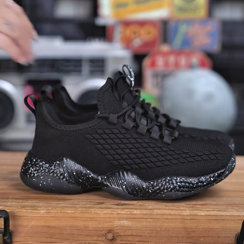 Men's Black Knit Fashion Sneakers