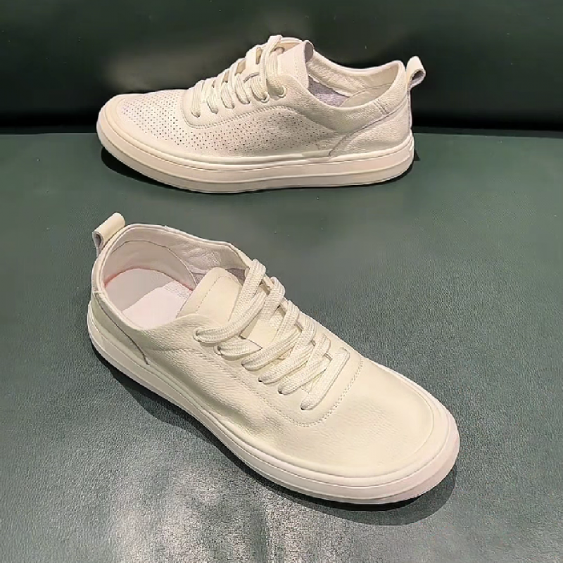 Men's White Leather Casual Sneakers