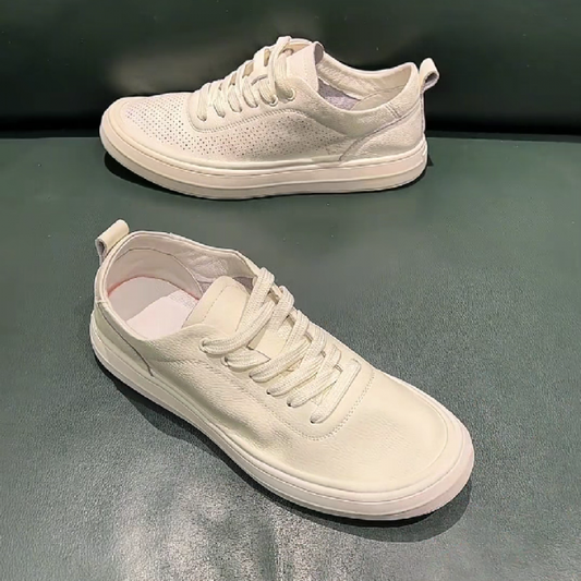 Men's White Leather Casual Sneakers