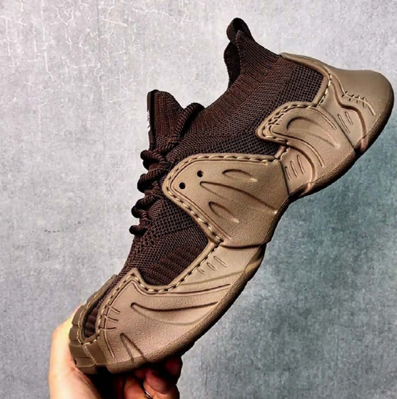 Men's Brown Knit Fashion Sneakers
