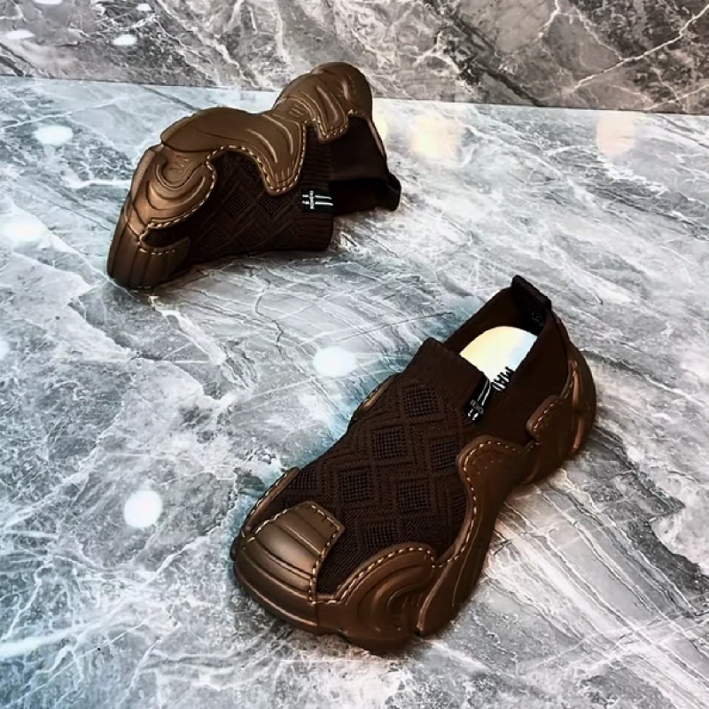 Men's Brown Knit Fashion Sneakers