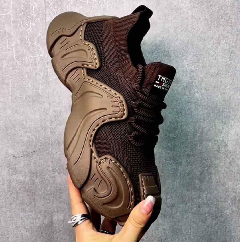 Men's Brown Knit Fashion Sneakers