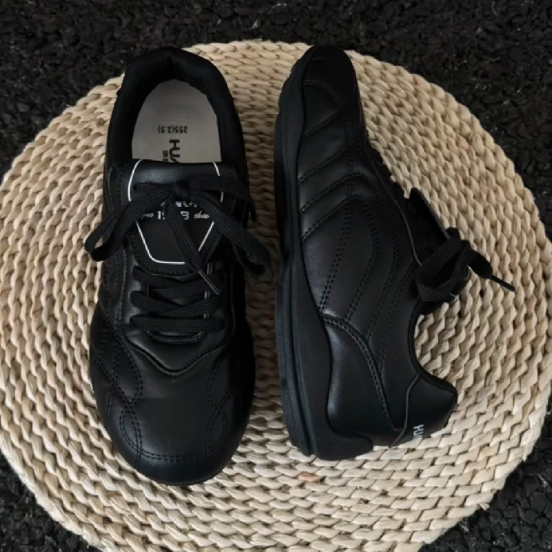 Men's Black Leather Casual Sneakers